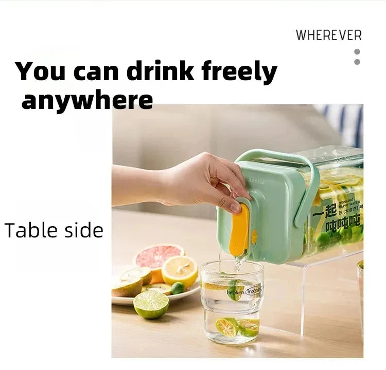 2.3/3.5l Refrigerator Cold Water Bottle With Faucet Large Iced Beverage Dispenser Beverage Juice Dispenser Kitchen Drinkware