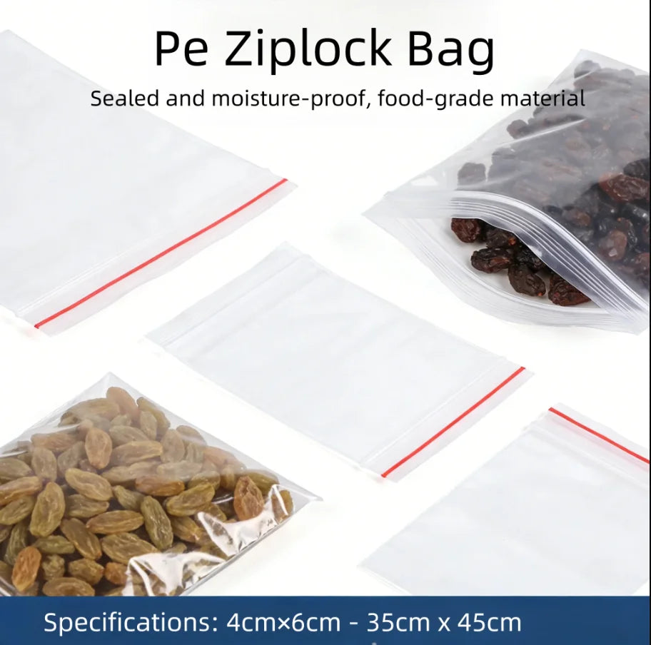 Heavy Duty PE Zipper Bags Waterproof Clear Plastic Seal Bags for Packaging Organizing And Storage