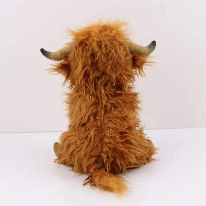 CYISONAL Highland Cow Stuffed Animals Plush Toy Fluffy Bull Animal Doll Soft Gift for Kids Boys Girls, 10 Inches  Tall