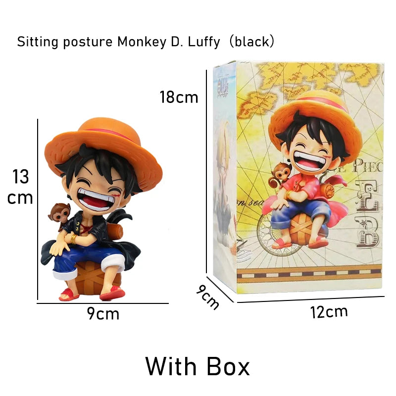 Anime peripheral series new ONE PIECE Luffy Solon Sanji Q-version sitting posture model figurine toy for children birthday gifts