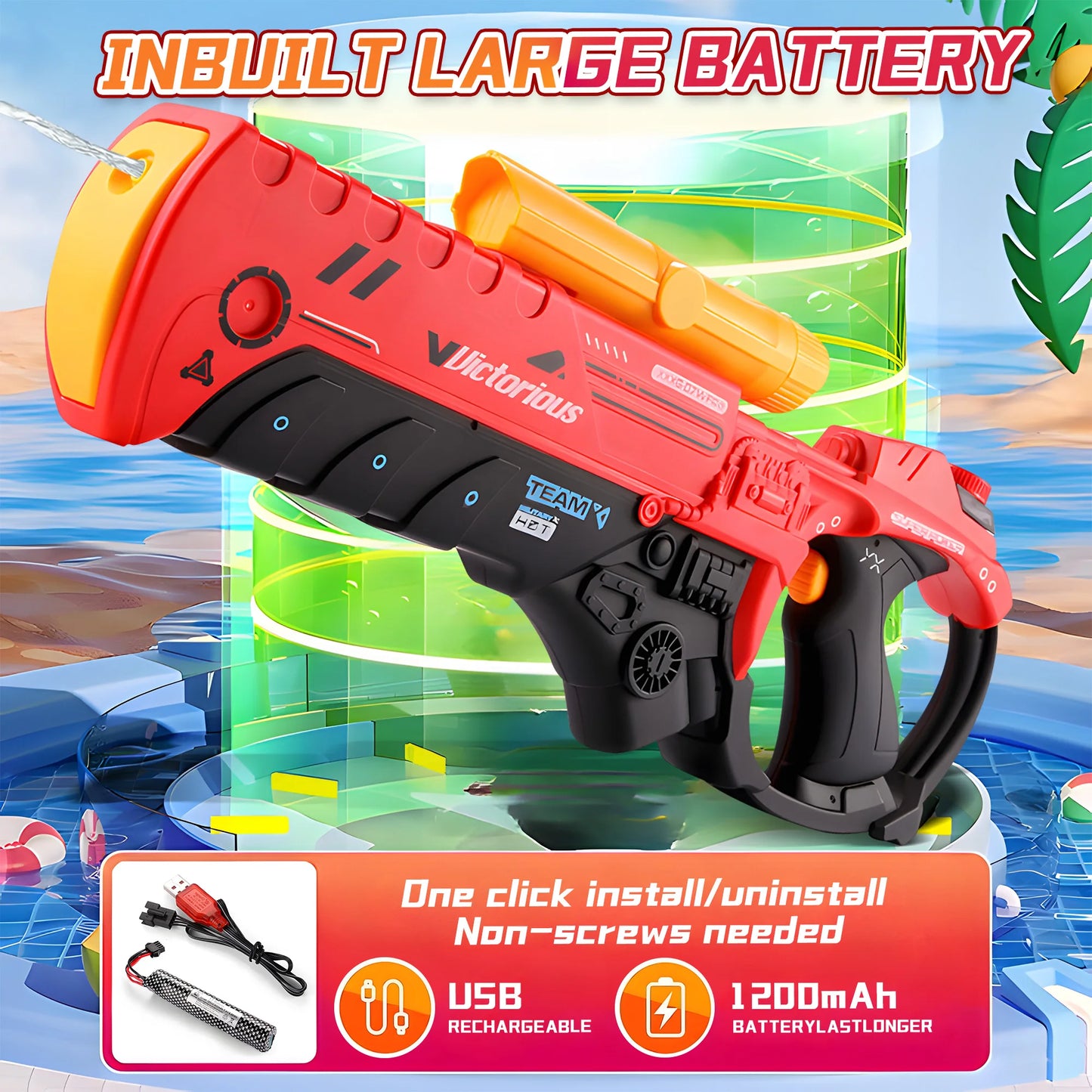 Electric Water Gun Powerful Automatic Water Gun Long Range Classic Big Electronic Watergun Beach Pool Toy Water Blaster for Kids