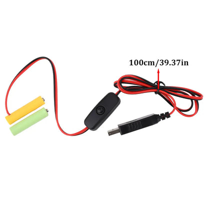 Universal 3/4.5/6V AA LR6 Battery 3V AAA Battery Eliminator USB Power Supply Cable With Switch for Electric Toys LED Lights