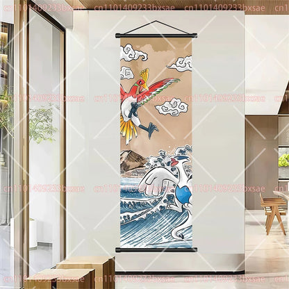 Pokémon Retro HD Scroll Painting Poster Squirtle Eevee Charmander Bulbasaur Gyarados Charizard Fan Collection Children's Gift