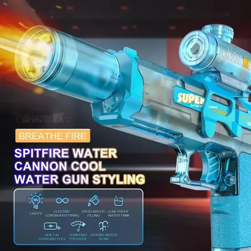 Fun electric pulse water gun, simulated flame sensing light, fully automatic toy water gun, adult outdoor beach toy