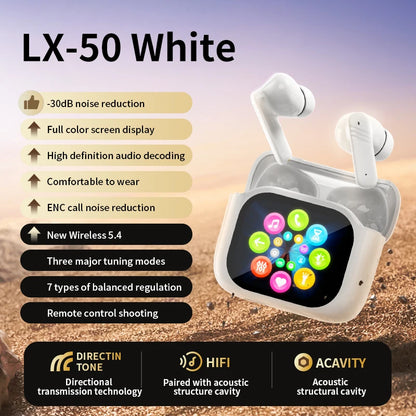 AI Translator Bluetooth Earbuds, LCD Touch Screen TWS Headset with Noise Reduction & Noise Canceling, Wireless Travel Headphones