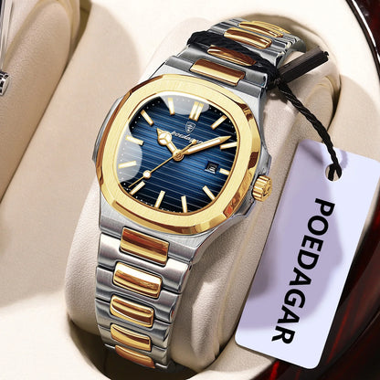 POEDAGAR Original Quartz Women Watch Stainless Steel Waterproof Luminous Ladies Watch Date Fashion Elegant Woman’s Watches Reloj