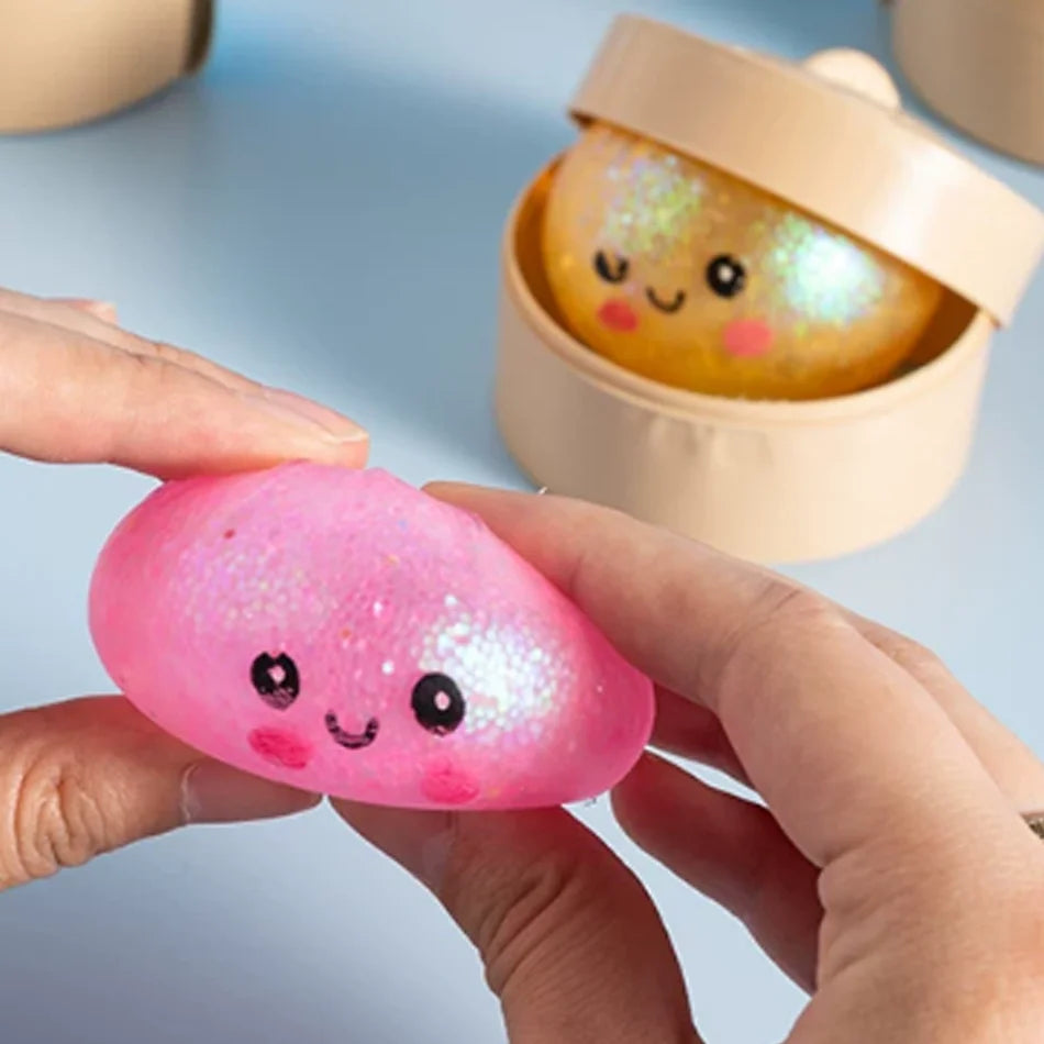 New 1-24pcs Glitter Dumpling Glitter Dumpling Squishy with Box Dumplings Sensory Squeeze Toy for Stress Relief