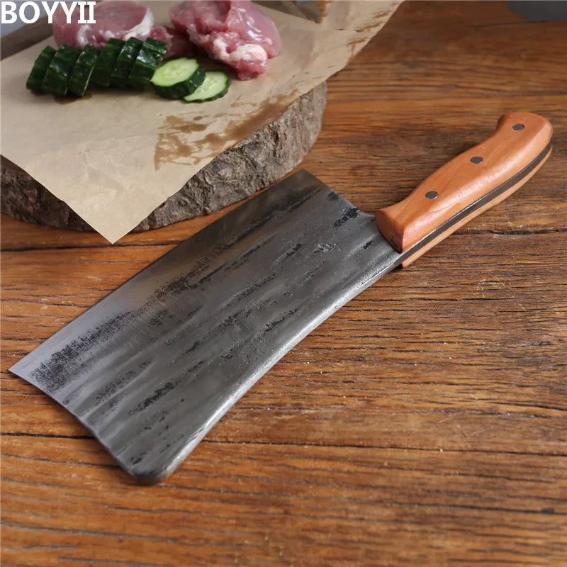 1 KG Chopping Knife 6mm Thickened Handmade Forged Kitchen Bone Knife Butcher Durable Hard Blade Chopper Kitchen Knife Cleaver