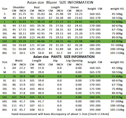 S-8XL (Blazer+Pants) Men's Fashion Business Casual Outdoor Gentleman Trend Single Breasted Wedding Slim-fit British Style Suit