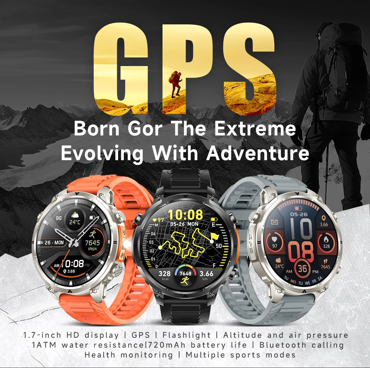 LIGE 2026 Nowy Męski Wojskowy Zegarek Smartwatch GPS Mapa Kompas Pamięć 4GB Bateria 1000mAh Wodoodporność 10ATM Rozmowy Bluetooth HD