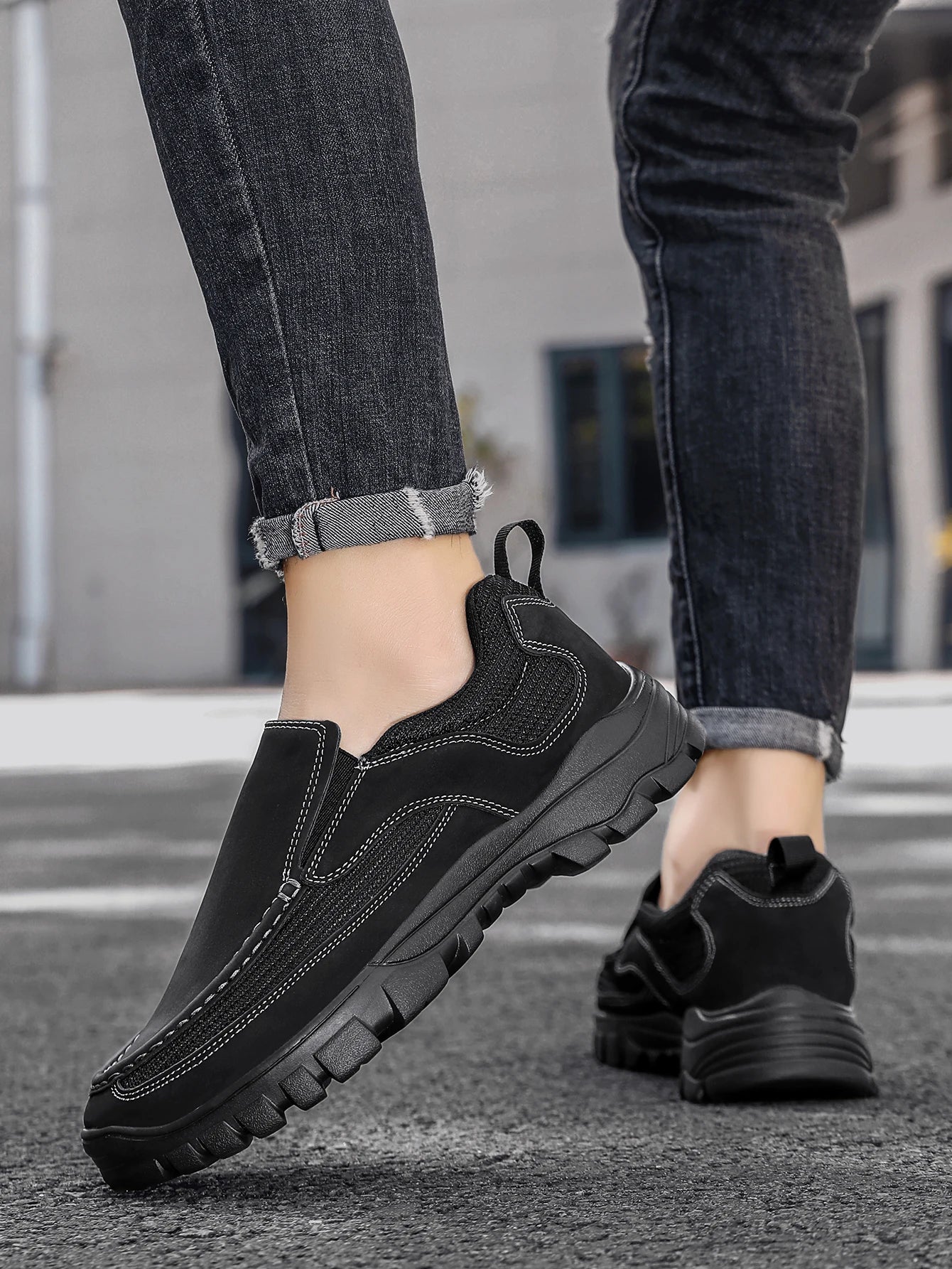 Men's Slip on Loafers Suede Leather Casual Shoes Summer Plus-Size Driving Shoes