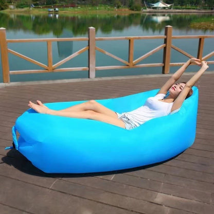 Outdoor Lazy Inflatable Sofa Air Bed Single Lounge Chair Portable Camping Lunch Break No Need for Inflation Folding Portable
