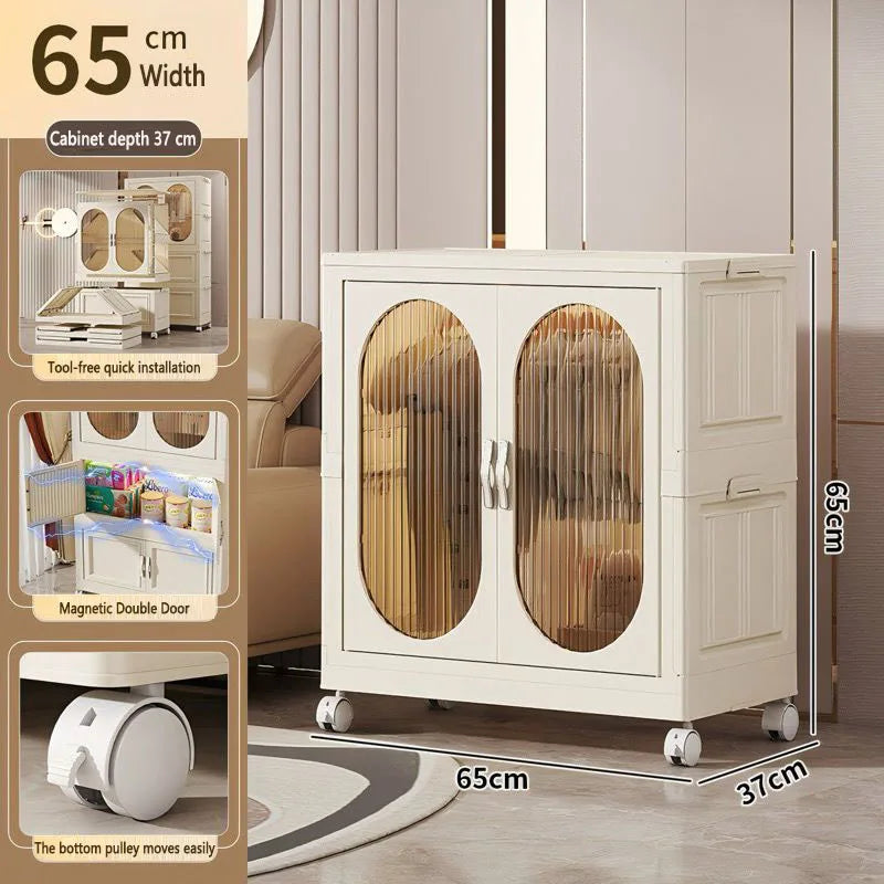 Foldable Baby Closet Plastic Infant Wardrobe Children's Clothing Storage Cabinet for Home Bedroom No Installation Needed