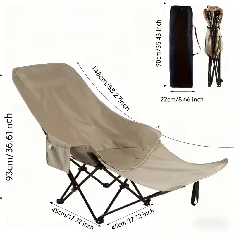300-Pound Heavy-Duty Foldable Beach Chair with Adjustable Height and Crossed Backrest - Portable Outdoor Chair for Camping, Fish