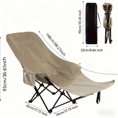300-Pound Heavy-Duty Foldable Beach Chair with Adjustable Height and Crossed Backrest - Portable Outdoor Chair for Camping, Fish
