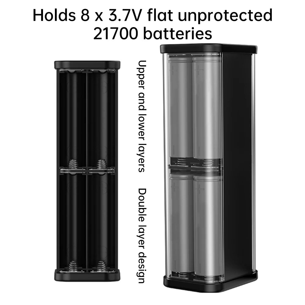 8Slots 18650/21700 Power Bank Case DIY Kit Mecha Transparent Quick Charge Flash Charger Battery Case Kit Power Bank Box Type C