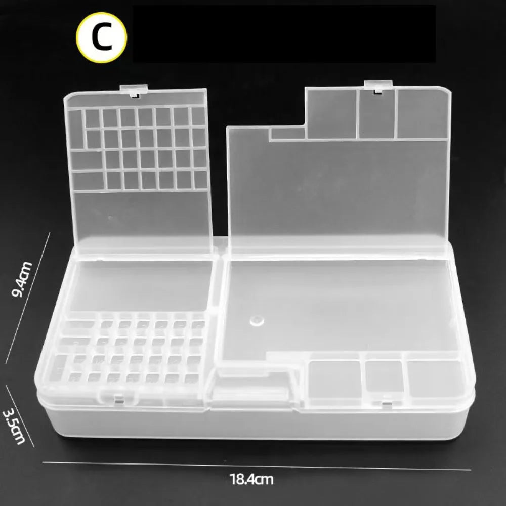 Transparent Electronic Components Storage Box 2 Layer Tool Classification Grid Phone Repair Module Organizer Compartment