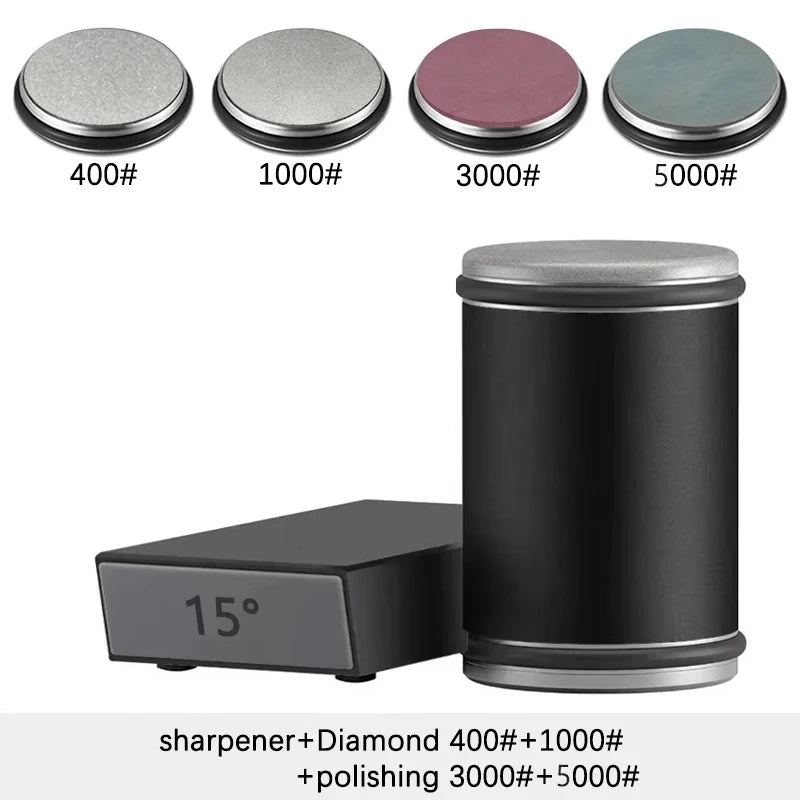Niiruo Rolling Knife Sharpener Kit Double Sided Diamond Sharpening 15/20° Degree Magnetic Angle For Kitchen Knives Whetstone Set