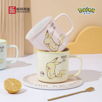 SHUNXIANG Pokémon Licensed Pikachu Ceramic Mugs Kawaii Pattern Breakfast Milk Cup Kids Coffee Cups Drinkware Gift