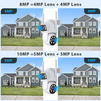 4K 8MP PTZ WIFI Camera Dual Lens Dual Screen 4X Digital Zoom IP Camera 10MP HD Auto Tracking Outdoor CCTV Surveillance O-KAM Pro