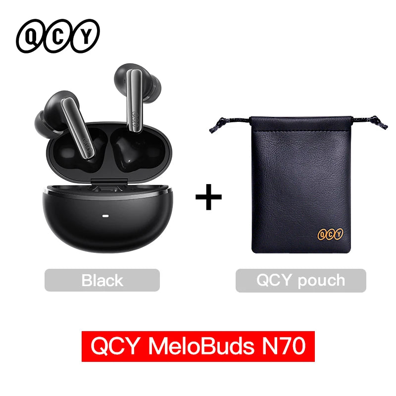 QCY MeloBuds N70 Adaptacyjne ANC Bezprzewodowe słuchawki douszne Bluetooth 6.0 LDAC Hi-Res Audio 6 mikrofonów Ładowanie bezprzewodowe Słuchawki 50 godzin IPX5