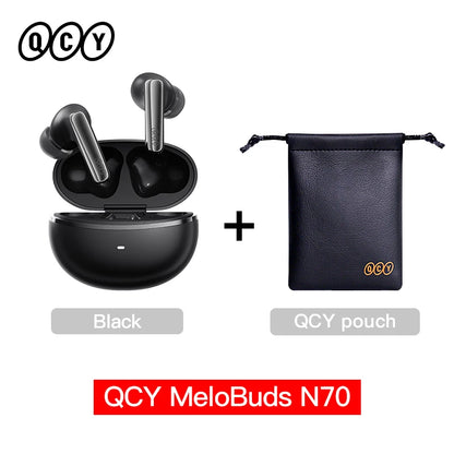 QCY MeloBuds N70 Adaptacyjne ANC Bezprzewodowe słuchawki douszne Bluetooth 6.0 LDAC Hi-Res Audio 6 mikrofonów Ładowanie bezprzewodowe Słuchawki 50 godzin IPX5