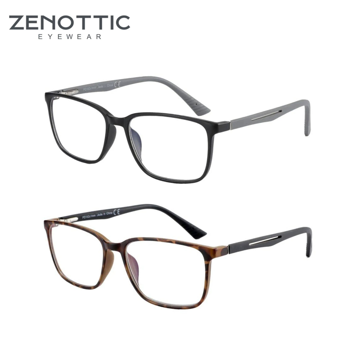 ZENOTTIC Fashion Square Anti Blue Light Blocking Reading Glasses Men Sport Readers Eyewear Unisex Anti Glare Computer Eyeglasses