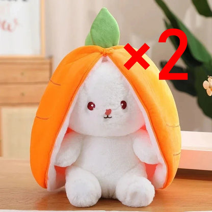 2026 Birthday Gift 18cm Hot Cute Strawberry Carrot Rabbit Plush Toy Stuffed Creative Into Fruit Transform Baby Cuddly Bunny Doll
