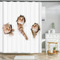 Cat shower curtains bathroom shower curtain Cute 3D fabric shower curtain with hooks funny waterproof shower curtain or Mat