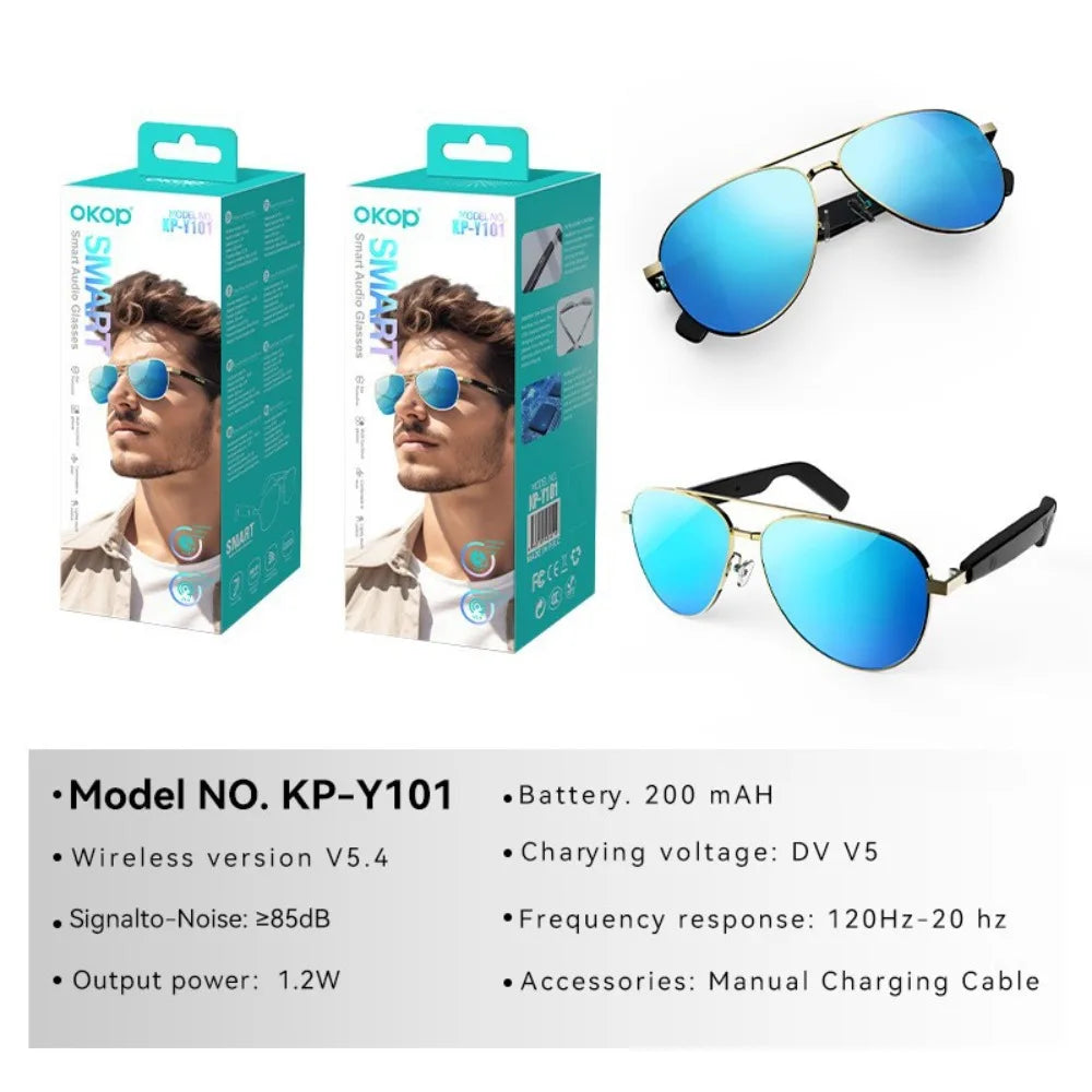 OKOP Smart Bluetooth Glasses,Waterproof Bluetooth Headset,Voice Call Glasses,Anti-blue Light Air Conduction Glasses,AI Glasses