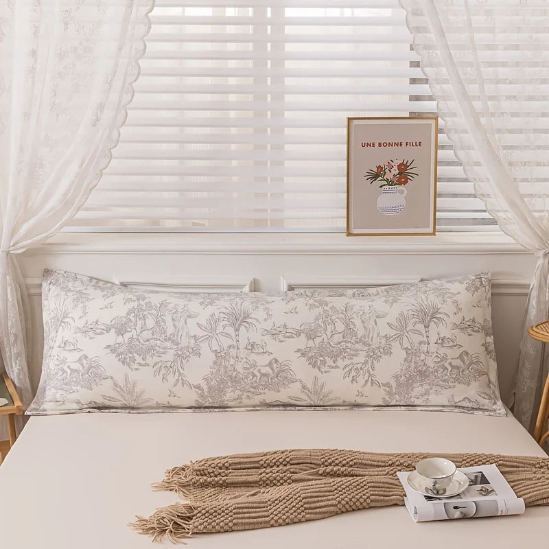 1pc 100% Polyester And Hemp Double Long Pillowcases,  Pillowcase Lover Sleeping Bedding
