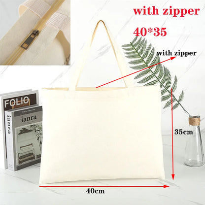 Canvas Cotton bag grocery handbag Foldable Fabric tote bag portable Storage organizer Shopping bag for woman Cloth organizer bag