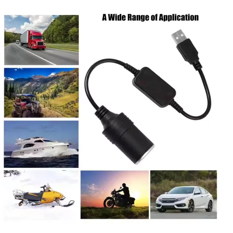 1pc 5V 2A USB To 12V Cigarette Lighter Socket USB Male to Female Cigarette Lighter Adapter Converter Car Electronics Accessories