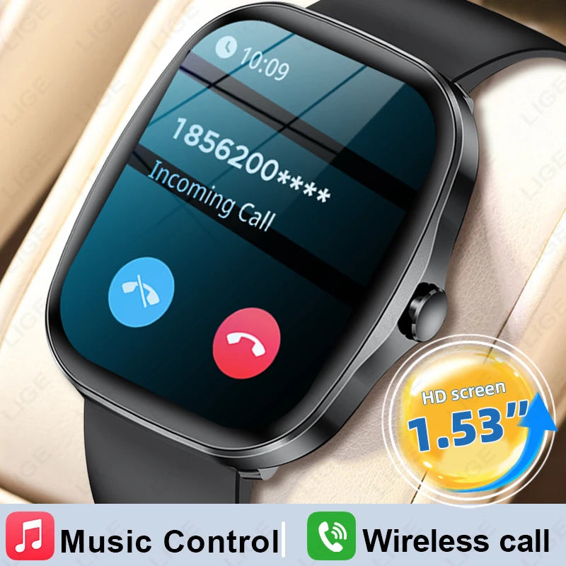 LIGE Originalny Smartwatch Mężczyźni Kobiety Połączenia Bluetooth Zegarek Pulsometr Wodoodporny Smartwatch Zdrowie Dla Androida IOS