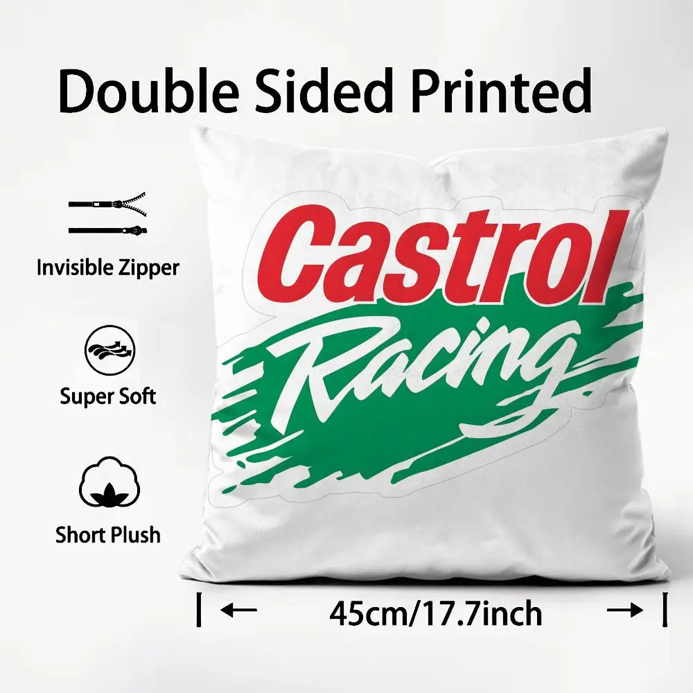 Logo C-Castrol Cushion Cover Home & Car Dual-Scene Pillow Cover: Reversible for Premium Comfort
