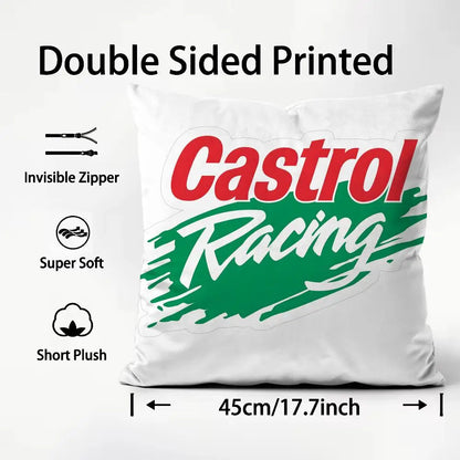 Logo C-Castrol Cushion Cover Home & Car Dual-Scene Pillow Cover: Reversible for Premium Comfort