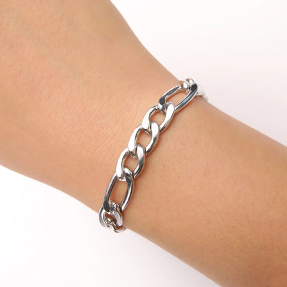 Punk Cuban Chain 3-10mm Wide Minimalist Bracelet Men Women Stainless Steel Gold Color Basic Hip Hop Figaro Chain Jewelry Gift