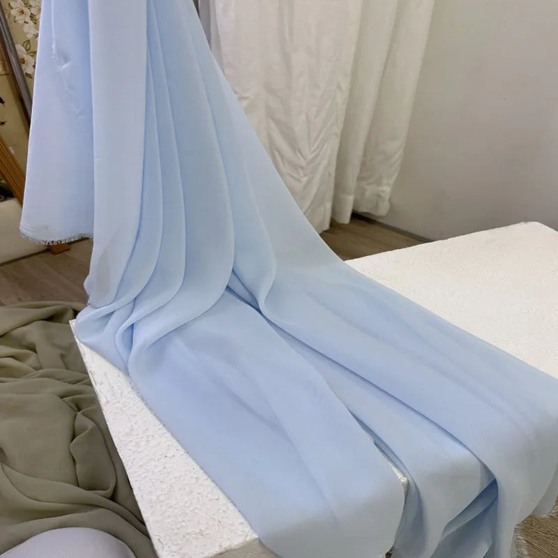 Dusty Blue Soft Chiffon Fabric for Wedding Party Decor Home Decor Georgette Backdrops Curtain Dress Skirt Shirt Cloth DIY