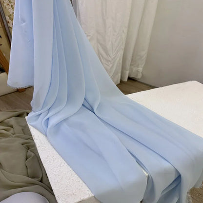Dusty Blue Soft Chiffon Fabric for Wedding Party Decor Home Decor Georgette Backdrops Curtain Dress Skirt Shirt Cloth DIY