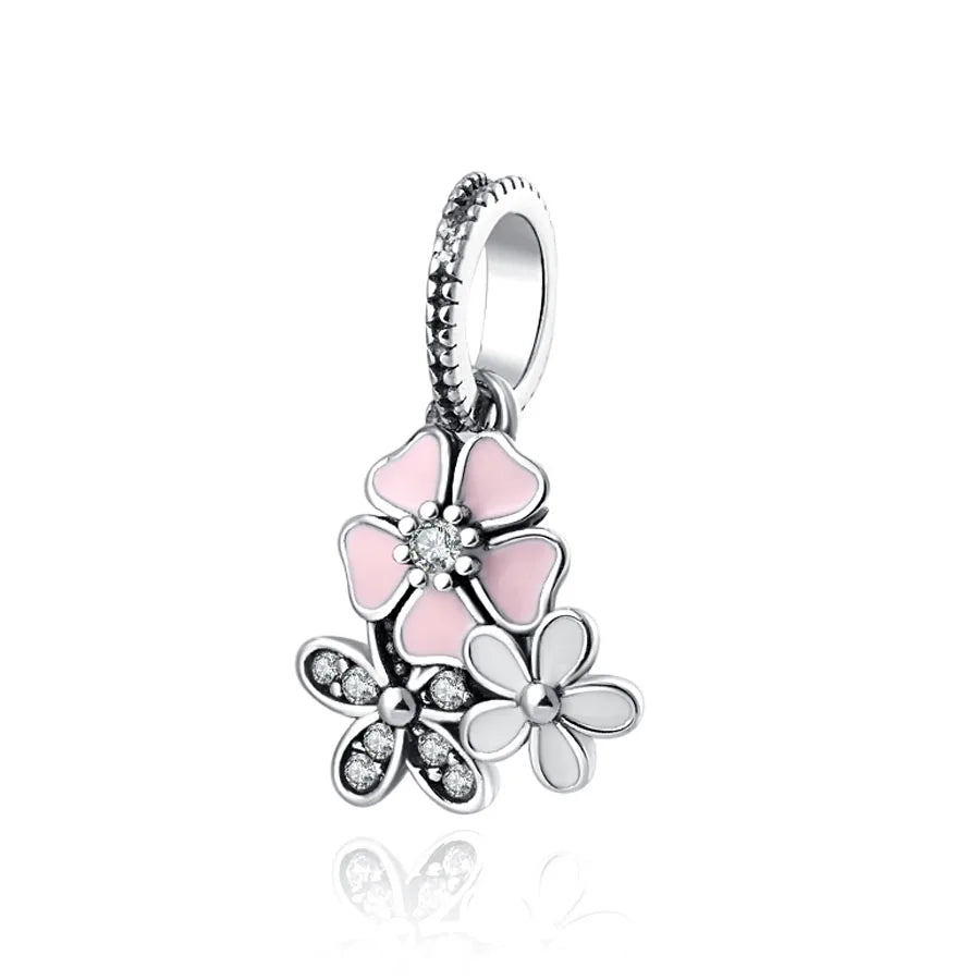 2025 Hot selling 925 Silver Pink Bird Moon Pendant Suitable for European Bracelets DIY Accessories Women's Charm Jewelry Gifts