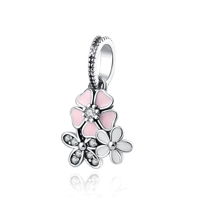 2025 Hot selling 925 Silver Pink Bird Moon Pendant Suitable for European Bracelets DIY Accessories Women's Charm Jewelry Gifts