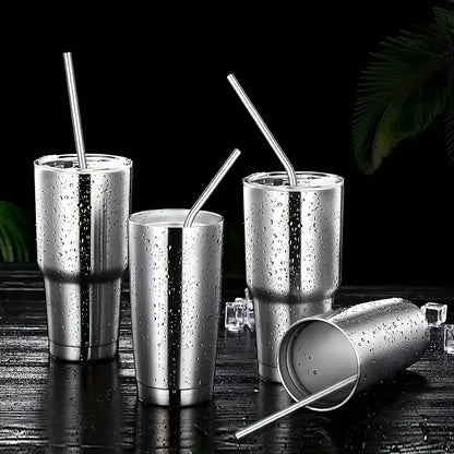 5/10Pcs Reusable Drinking Straw 304 Stainless Steel Straws Straight Bent Metal Straw with Cleaner Brush Pouch Wholesale