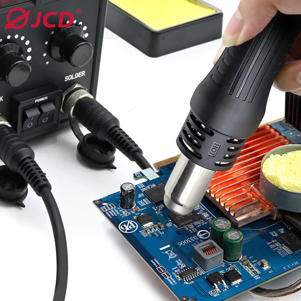 JCD 750W 8586D Soldering Station 2 IN 1 Hot Air Gun LCD Dual Digital Display Electric Soldering Iron SMD Welding Rework Station