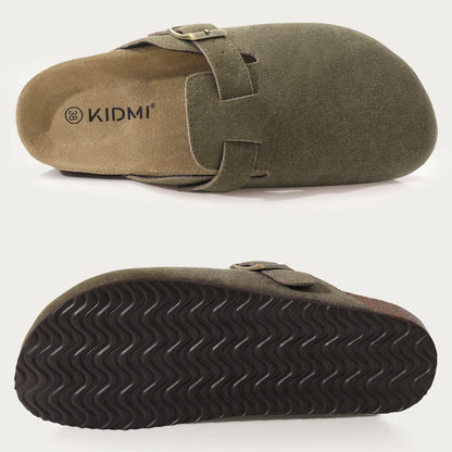 Comwarm Cork Footbed Clogs For Women Men Fashion Leather Mules Comfort Potato Shoes With Arch Support Indoor Outdoor Flat Slides