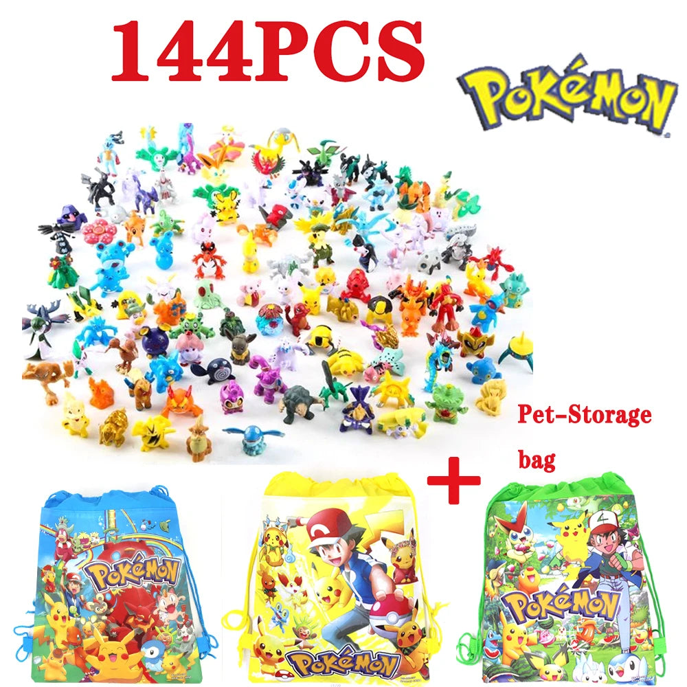 24-144pcs Pokemon Figure Model Pikachu Anime Dolls 2-3CM Ornamental Decoration Not Repeating Mini Model Toy Christmas Gift