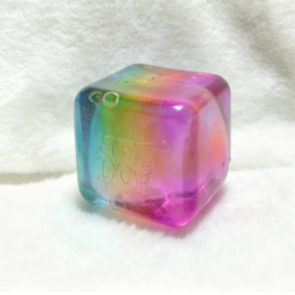 Schylling Nee Doh Rainbow Cube Soft Squishy Fidget Toy Fingertip Stress Relief Surprise Blind Box Sensory Relax Gift