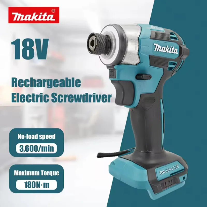Makita DTD173 Cordless Brushless Impact Driver 1800RPM 180Nm Electric Drill for Wood Bolt T-Mode Compatible with Makita Battery