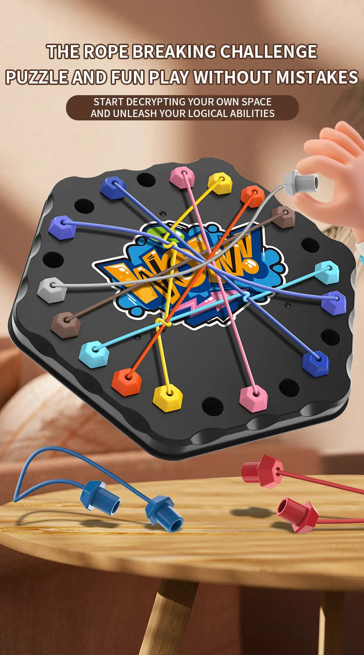 Children Puzzle Board Game Untangle Rope Knots Challenge Social Party Parent-Child Activities Knotted Rope Educational Toy