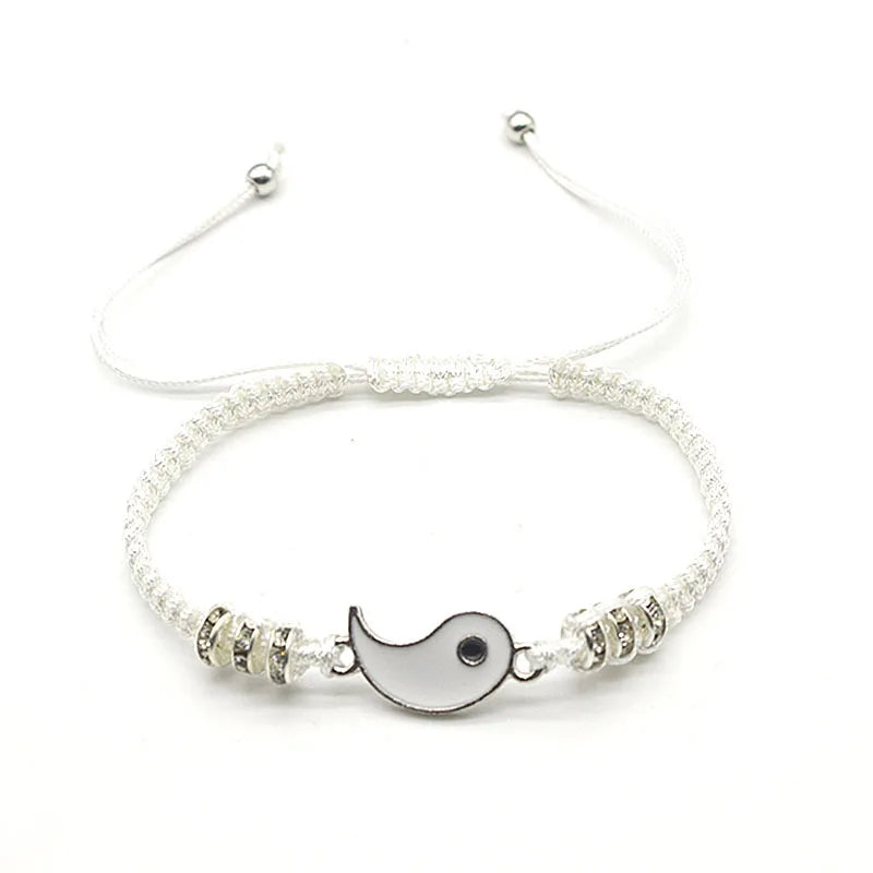 Couple Bracelets Rings Yin Yang Tai Chi Alloy Pendant Adjustable Braid Chain Necklace Matching Lover Bracelet Necklace Earring