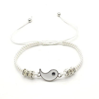 Couple Bracelets Rings Yin Yang Tai Chi Alloy Pendant Adjustable Braid Chain Necklace Matching Lover Bracelet Necklace Earring